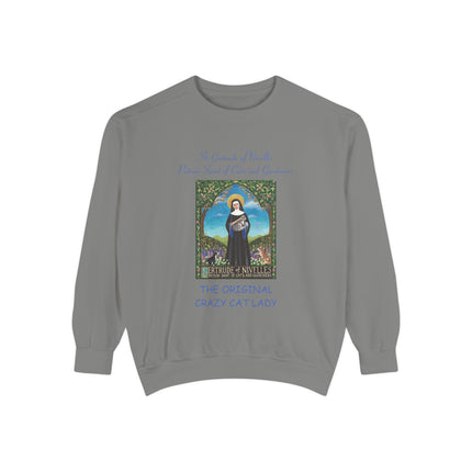St. Gertrude Sweatshirt — "Patron Saint of Cats and Gardeners" Design