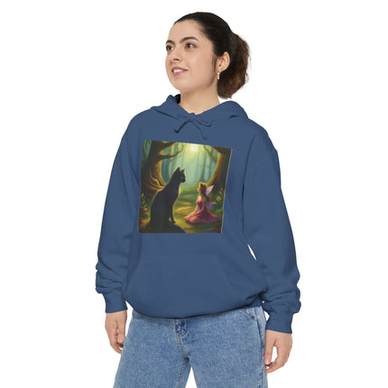 Magical Forest Fairy & Black Cat Hoodie — Enchanted Dusk Art