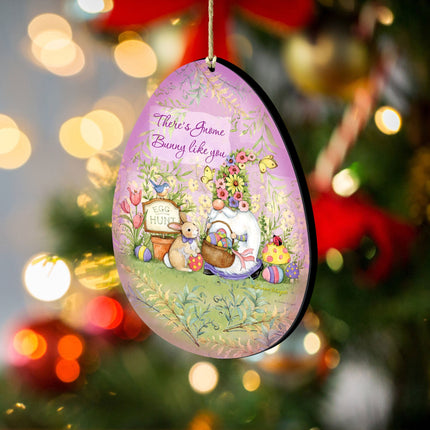 Bunny Garden Gnome Egg Wooden Ornaments by Susan Winget - Easter Spring Decor - 8471121-SW-2