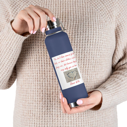 Motivational Copper Insulated Water Bottle - 22oz, Heart Design, Perfect Gift for Loved Ones