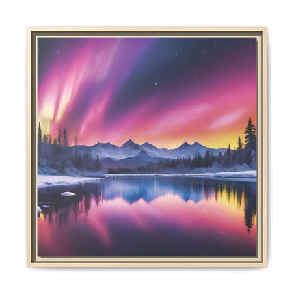 Framed Matte Canvas - Aurora Lake Landscape Wall Art