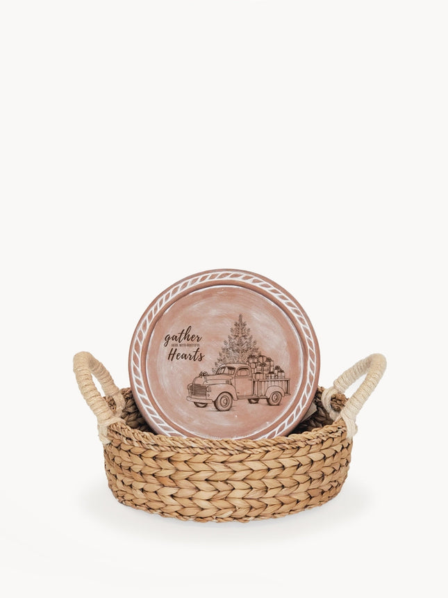 Bread Warmer & Basket - Christmas Truck Round-0