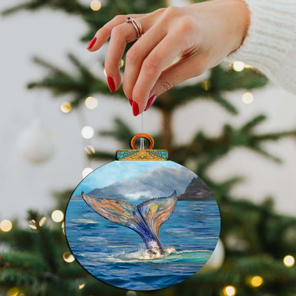 Iridescent Humpback's Tail Wooden Ornaments by G.Debrekht - Wildlife Holiday Decor - 870043-3