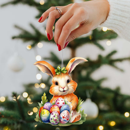 Bunny with Eggs Wooden Ornaments by G. DeBrekht Easter Spring Decor - 8652772-1