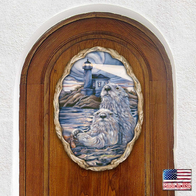 Starlight Otter Lighthouse Wall Hanger by J. Bergsma - Coastal Sea-Life Decor - 8591572W-JB-0