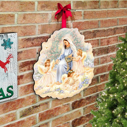 Gift of Faith Angel Wreath Nativity Door Decor by D. Gelsinger - Nativity Holiday Decor - 8461032H-0201-1