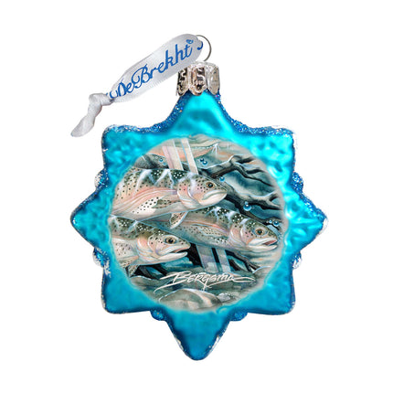Catch the Rainbow Trout Mercury Glass Ornament by J. Bergsma - Wildlife Holiday Decor - 7783674-JB-4