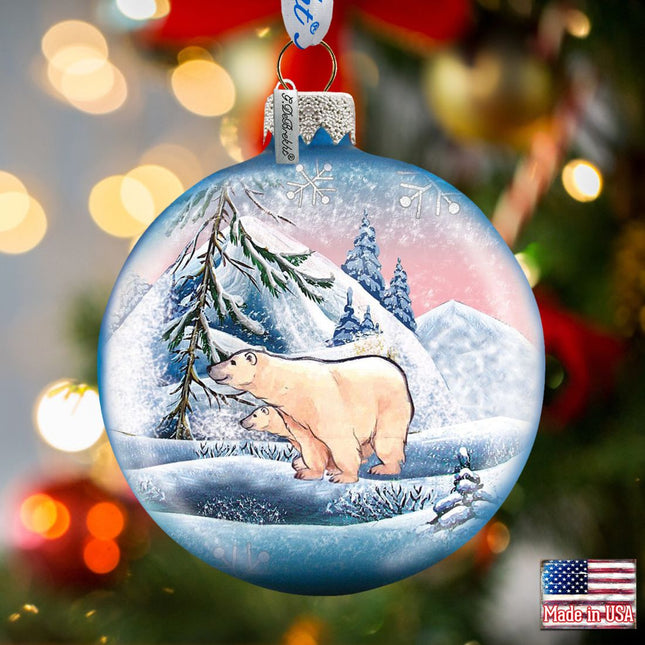Polar Ice Ball Glass Ornament by G. DeBrekht - Wildlife Holiday Decor - 73411-0