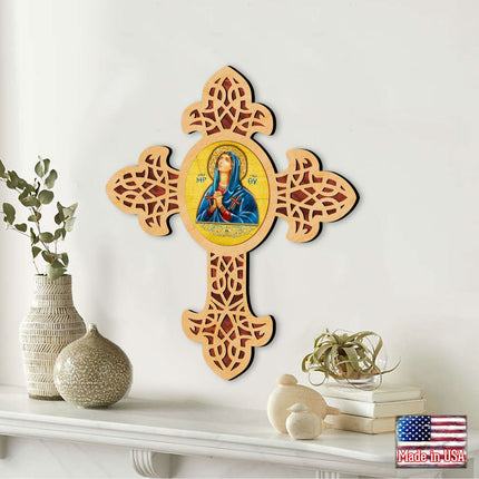 Mary Magdalene Pointy Wooden Cross by Museum Icons - Inspirational Icon Decor - 88314-3