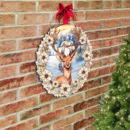 Majestic Forest Deer Holiday Door Decor by G. Debrekht - Christmas Decor - 8611065H-2