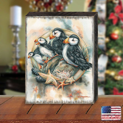 Send in the Clowns Puffins Wooden Wall Art by J. Bergsma - Nature Wildlife Decor - 85922848B-JB-2