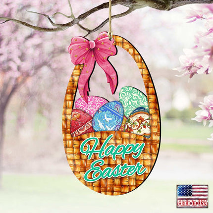 Easter Basket Wooden Ornaments by G. DeBrekht - Easter Spring Decor - 8185309-1
