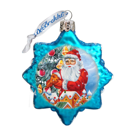 Santa Gingerbread House Mercury Glass Ornament by G. DeBrekht - Christmas Santa Snowman Decor - 773012-4