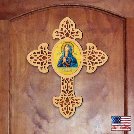 Mary Magdalene Pointy Wooden Cross by Museum Icons - Inspirational Icon Decor - 88314-1