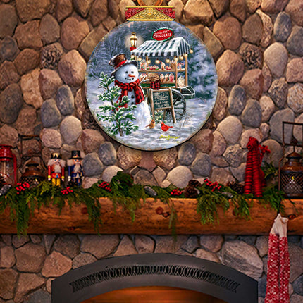 Hot Chocolate Stand - Frosty Fun Holiday Door Decor by D. Gelsinger - Christmas Santa Snowman Decor - 8611087H-DG-2