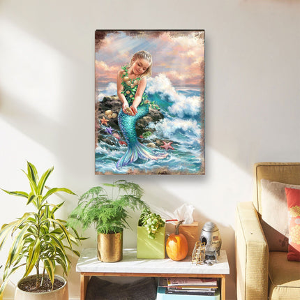 Princess of The Sea Wooden Coastal Wall Art by D. Gelsinger - Coastal Holiday Decor - 95652B-1611-2