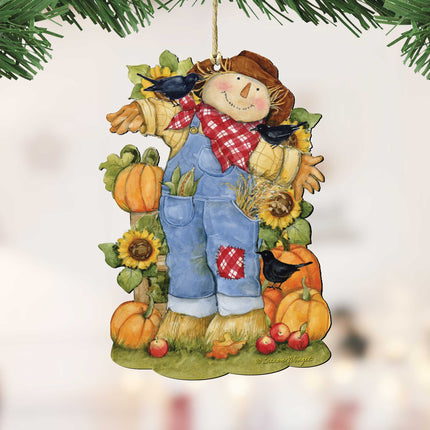 Fall Decoration Harvest Scarecrow - Scarecrow Ornament Handmade Gift for Autumn Adornment - Wooden Ornament by Susan Winget 8471211-SW-1