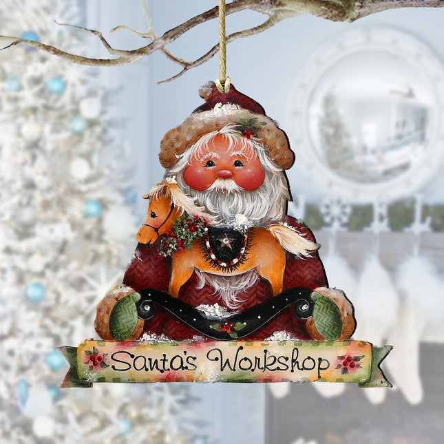 Santa's Workshop Wooden Ornaments by Jamie Mills-Price Christmas Santa Snowman Decor - 8611068-2-MP-0