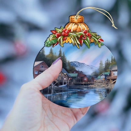 Arctic Mountain Homes Wooden Ornaments by G.Debrekht - Wildlife Holiday Decor - 870014-4