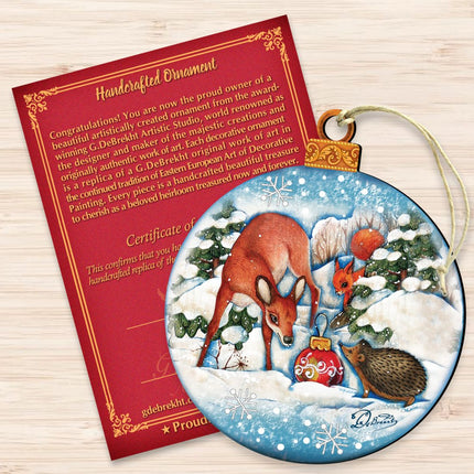 Forest Friends Ball Wooden Ornaments by G. DeBrekht - Wildlife Holiday Decor - 8173412-3