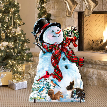 An Old-Fashioned Christmas Outdoor Yard Sign by D Gelsinger Featuring Santa and Snowman Decor - 8461024F-1563-2