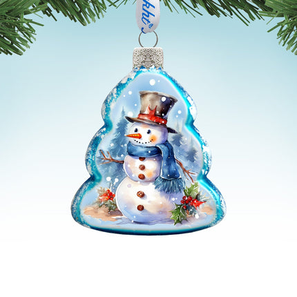 Cheerful Snowman Mercury Glass Ornaments by G. Debrekht - Christmas Santa Snowman Decor - 776022-1