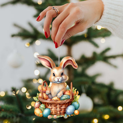 Easter Bunny Wooden Ornaments by G. DeBrekht Easter Spring Decor - 8652770-3