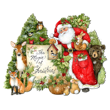 Woodland Playing Santa Door Decor by Susan Winget - Christmas Santa and Snowman Decor - 8471103H-SW-4