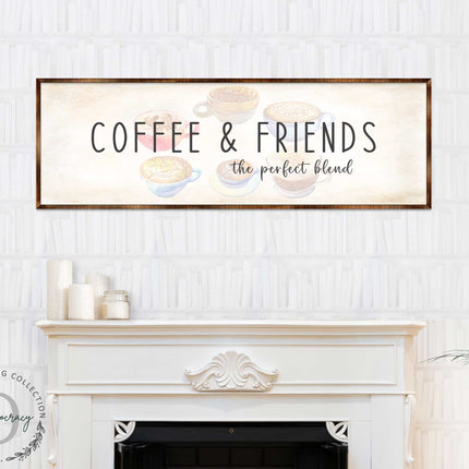 Coffee & Friends the Perfect Blend - Wooden Coffee shop decor - Farmhouse decor - Wooden Wall art - Kitchen decor - Farmhouse kitchen - Coffee nook - 310314-1