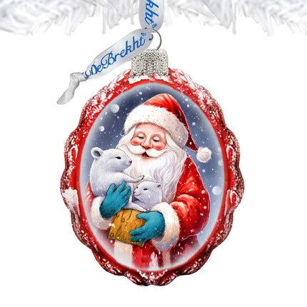 Santa with Cubs Mercury Glass Ornaments by G. Debrekht - Christmas Santa Snowman Decor - 776012-2