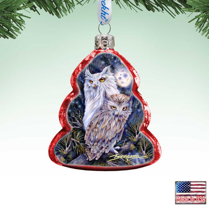 Night Watch Owls Mercury Glass Ornament by J. Bergsma - Wildlife Holiday Decor - 7783902-JB-1