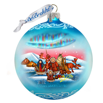 Northern Light Ball Glass Ornament by G. DeBrekht - Christmas Santa Snowman Décor - 73418-4