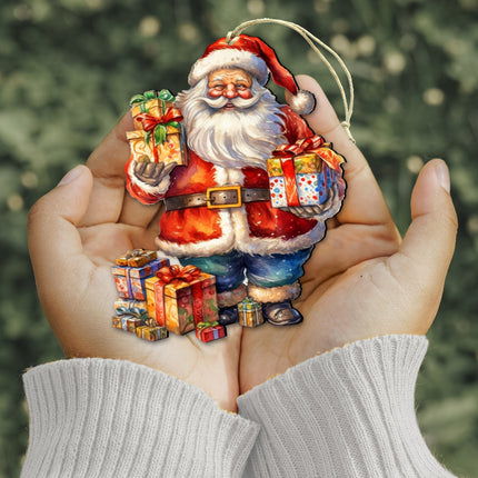 Merry Delivery Santa Wooden Ornaments by G. Debrekht Christmas Santa Snowman Decor - 8611080-2