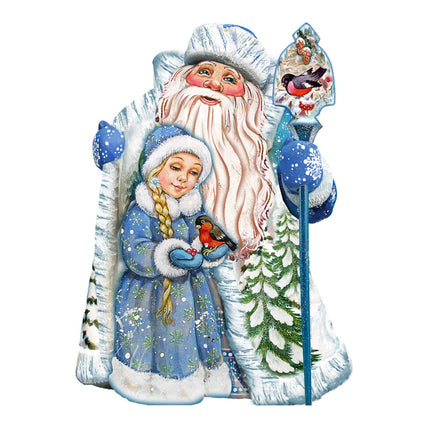 Santa With the Girl Christmas Door Decor by G. DeBrekht - Christmas Santa Snowman Decor - 8111410H-4