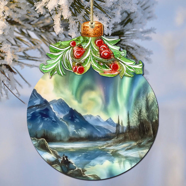 Alaskan Northern Lights Berry Wooden Ornaments by G.Debrekht - Wildlife Holiday Decor - 870023-0