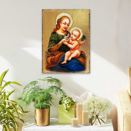 Virgin Mary Directress Wooden Gold Plated Religious Christian odox Sacred Icon - Inspirational Icon Decor - 85031-2