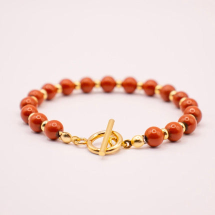 CIRCE | Bracelet in red jasper and 18 and 24 carat gold plated-2