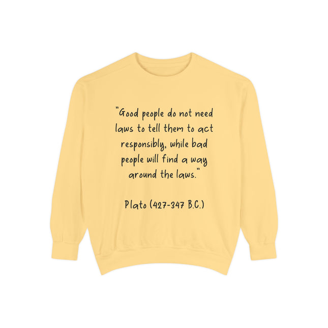 Plato Quote Sweatshirt – Unisex Garment-Dyed Cozy Wisdom Top