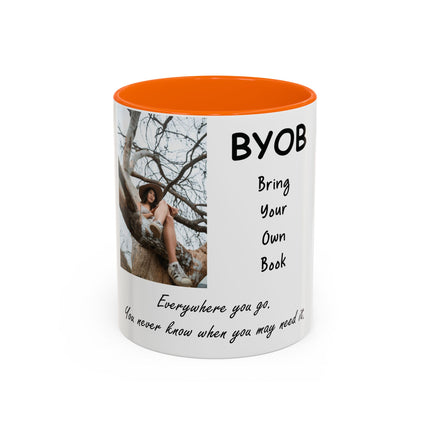 BYOB Accent Mug – “Bring Your Own Book” – 11oz Ceramic for Book Lovers