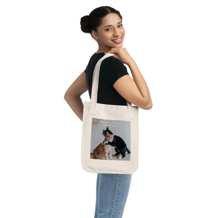 Cat Lovers Quote Tote – Organic Canvas Bag for Quirky Couples