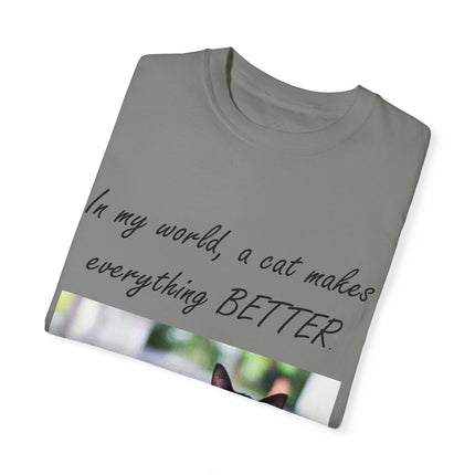 In My World Cat T-Shirt – Unisex Garment-Dyed Tee for Cat Lovers