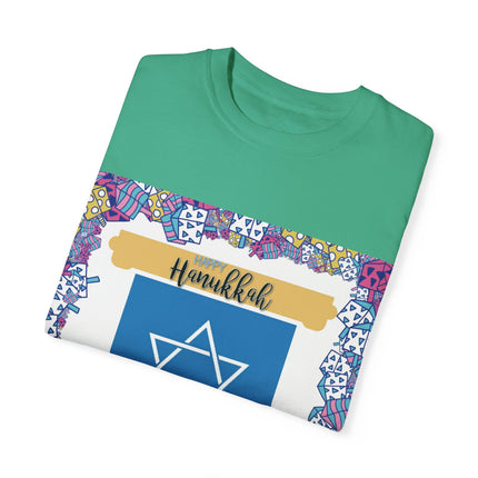 Happy Hanukkah Tee – Unisex Garment-Dyed Shirt for the Festival of Lights