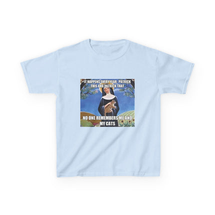 Funny Kids Cat Meme Tee – ‘No One Remembers Me and My Cats’