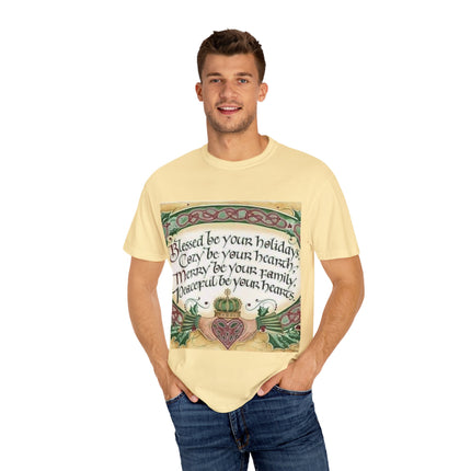 Blessed Be Your Holiday Tee – Celtic-Inspired Unisex Garment-Dyed