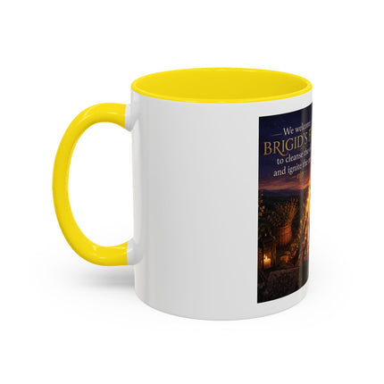 Brigid’s Fire Accent Coffee Mug — Pagan Imbolc Celebration Tea Cup (11/15oz)