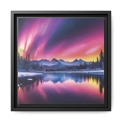 Framed Matte Canvas - Aurora Lake Landscape Wall Art