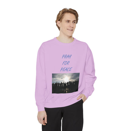 Unisex Pray for Peace Sweatshirt - Garment-Dyed Cozy Wear for Hopeful Souls