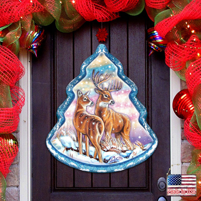 Reindeer Tree Wildlife Door Decor - G. DeBrekht - Wildlife Holiday Decor - 8176229H-0