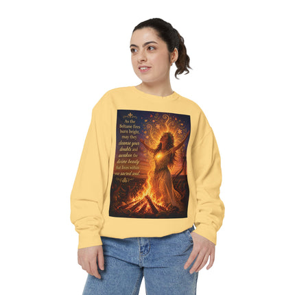 Bonfire Witch Sweatshirt — "As the Beltane fire burns bright" Pagan Festival Crewneck