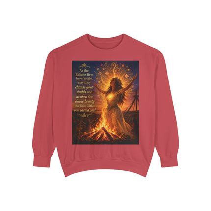 Bonfire Witch Sweatshirt — "As the Beltane fire burns bright" Pagan Festival Crewneck